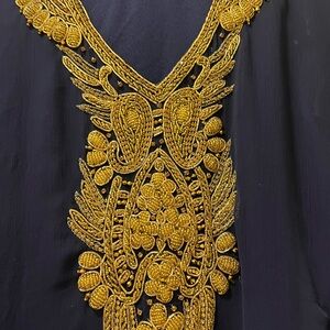 Elegant kaftan Dress with Gold Embroidery